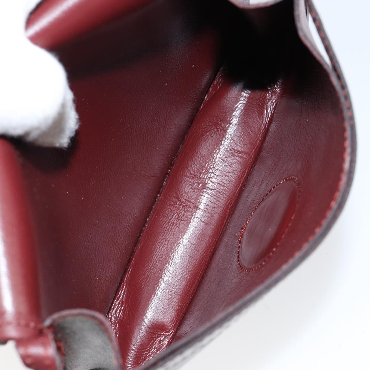 CARTIER Must Line Shoulder Bag Leather Bordeaux Gold Auth BA7526