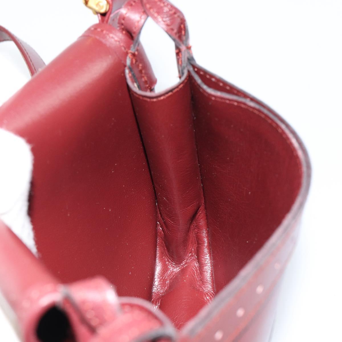 CARTIER Must Line Shoulder Bag Leather Bordeaux Gold Auth BA7526
