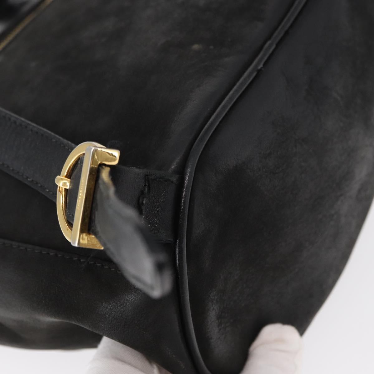 Salvatore Ferragamo Vala Backpack Leather Black Gold Auth BA7527