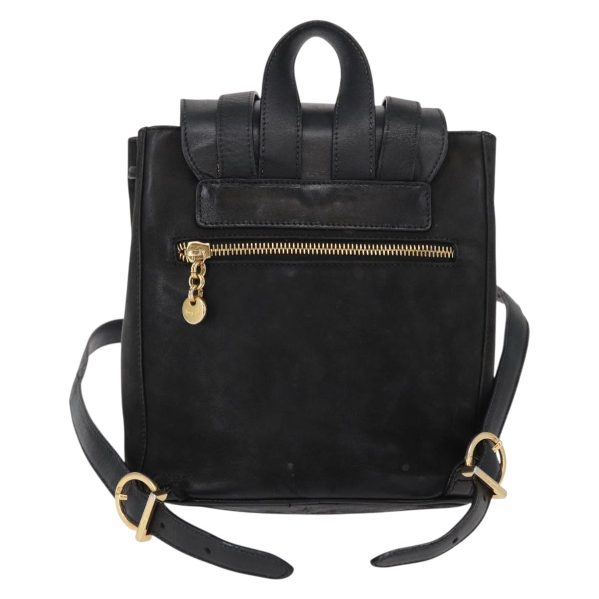 Salvatore Ferragamo Vala Backpack Leather Black Gold Auth BA7527