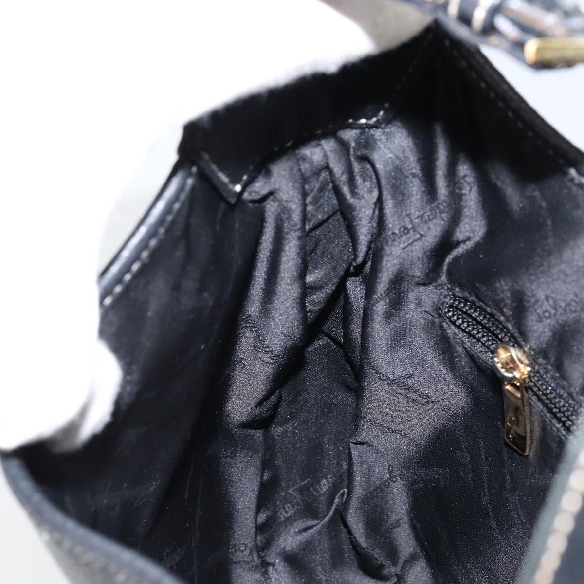 Salvatore Ferragamo Gancini Shoulder Bag Leather Black Gold Auth BA7529