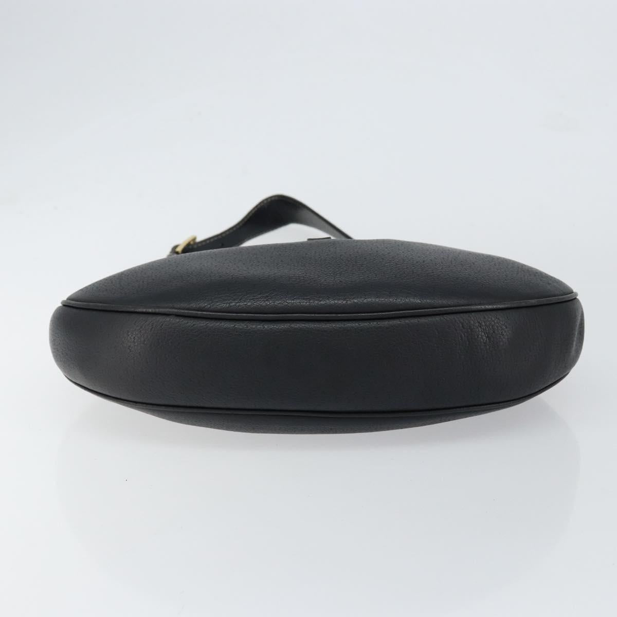 Salvatore Ferragamo Gancini Shoulder Bag Leather Black Gold Auth BA7529