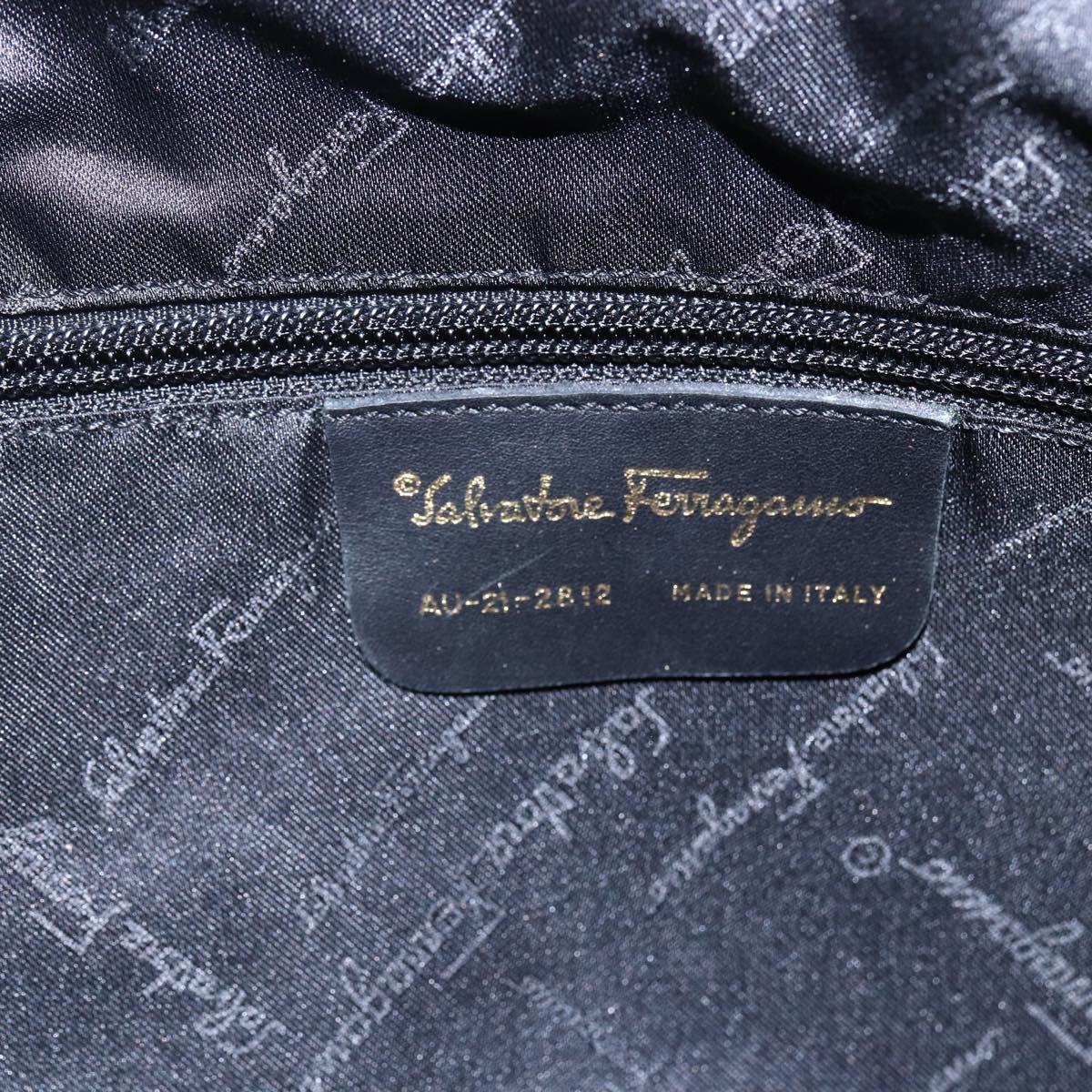Salvatore Ferragamo Gancini Tote Bag Canvas Black Gold Auth BA7530