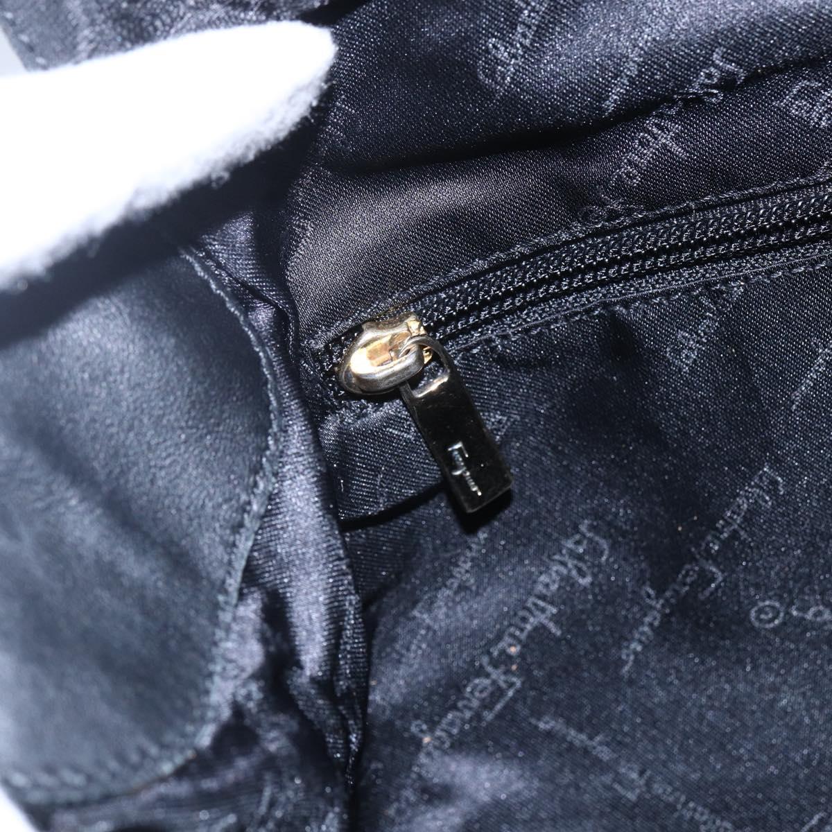 Salvatore Ferragamo Gancini Tote Bag Canvas Black Gold Auth BA7530