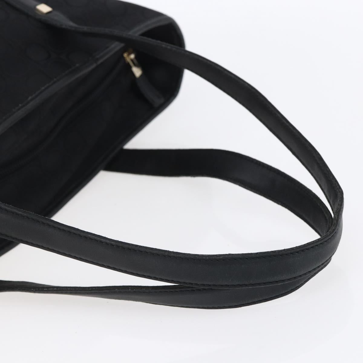 Salvatore Ferragamo Gancini Tote Bag Canvas Black Gold Auth BA7530