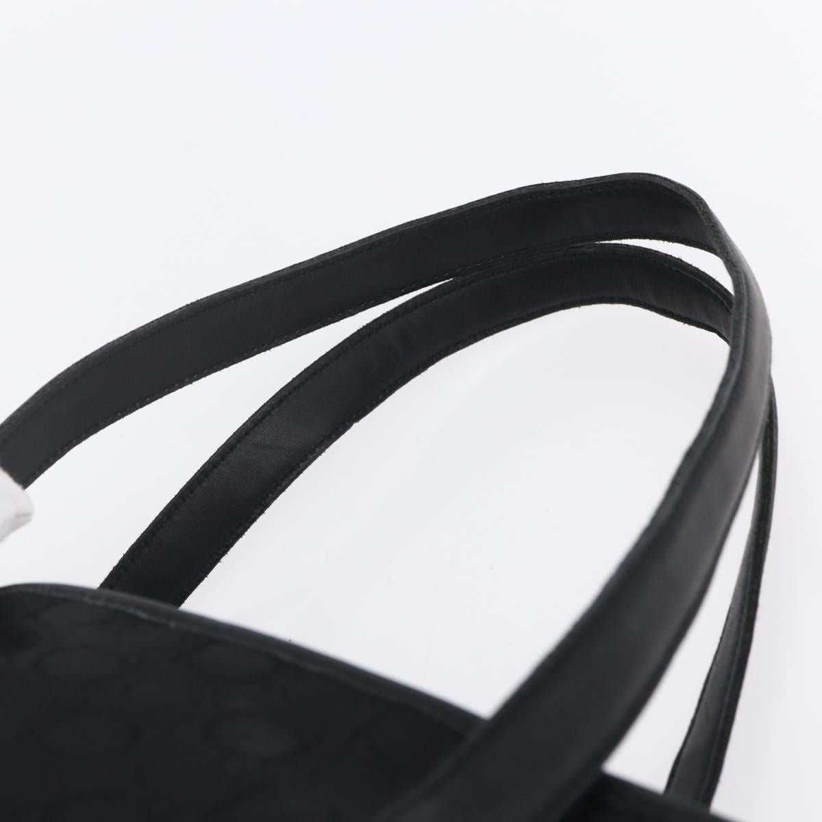 Salvatore Ferragamo Gancini Tote Bag Canvas Black Gold Auth BA7530