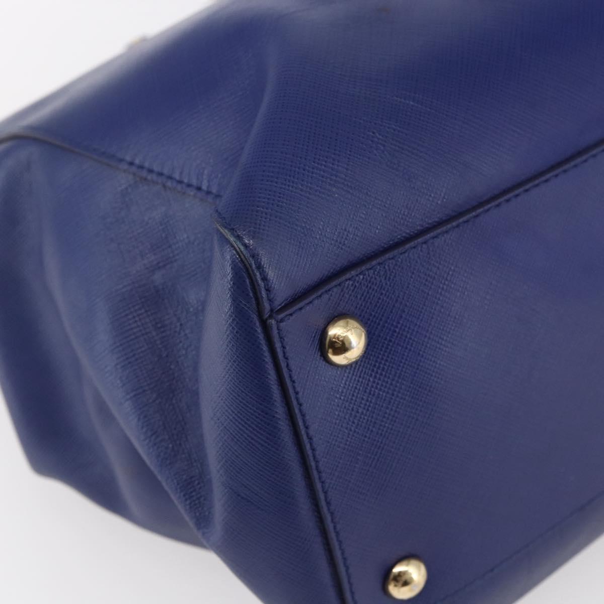 Salvatore Ferragamo Vala Chain Tote Bag Leather Blue Gold Auth BA7531