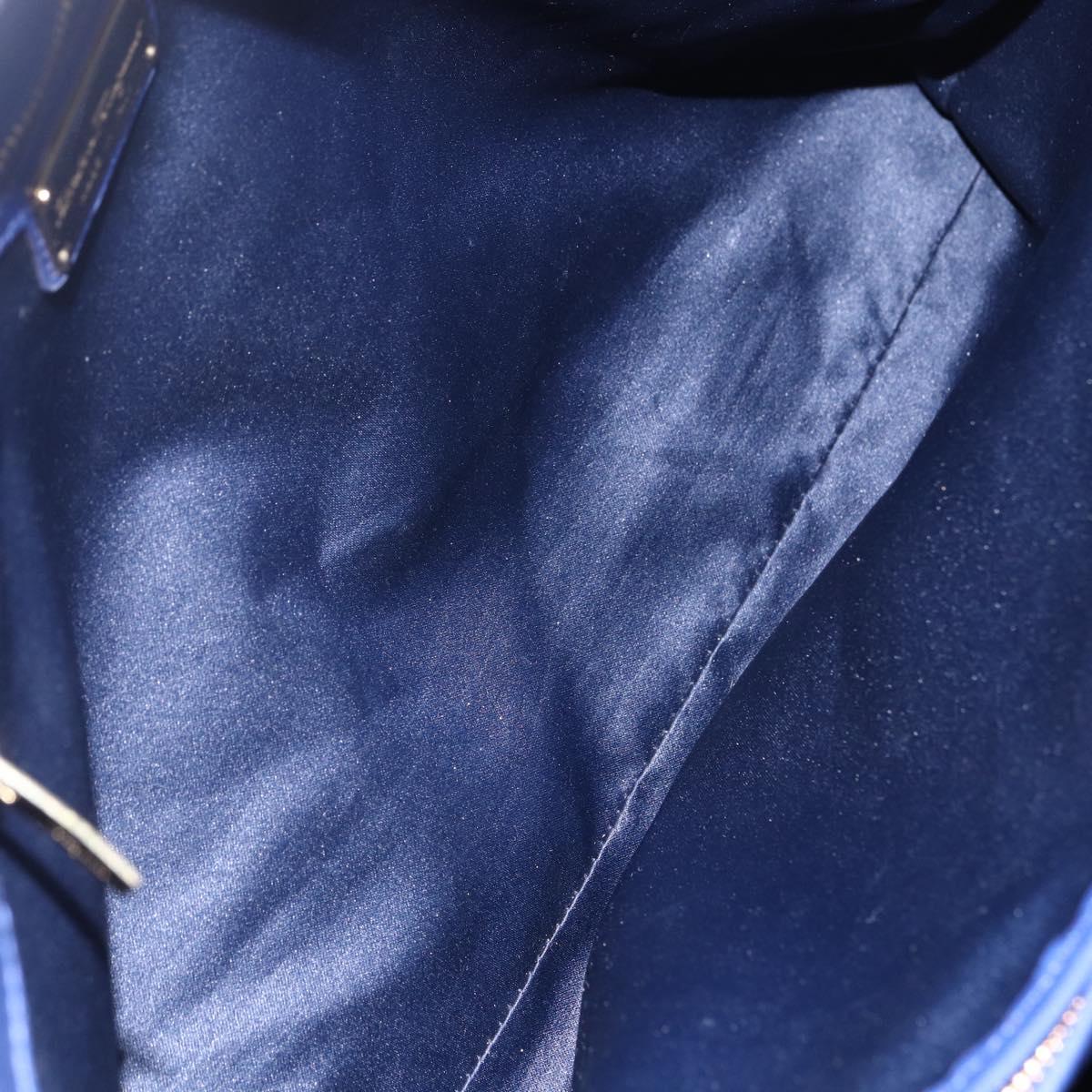 Salvatore Ferragamo Vala Chain Tote Bag Leather Blue Gold Auth BA7531