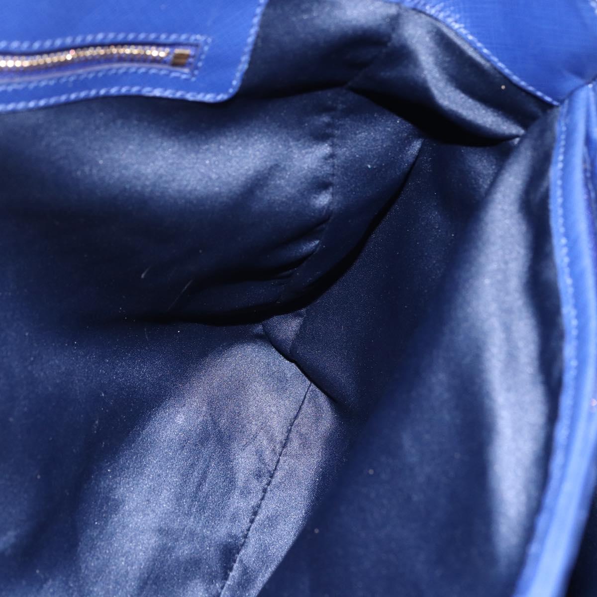 Salvatore Ferragamo Vala Chain Tote Bag Leather Blue Gold Auth BA7531