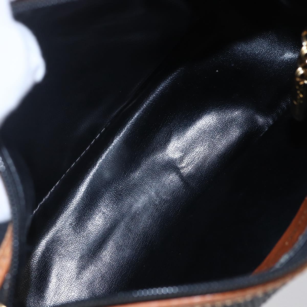 Salvatore Ferragamo Shoulder Bag Leather PVC Black Gold Auth BA7532