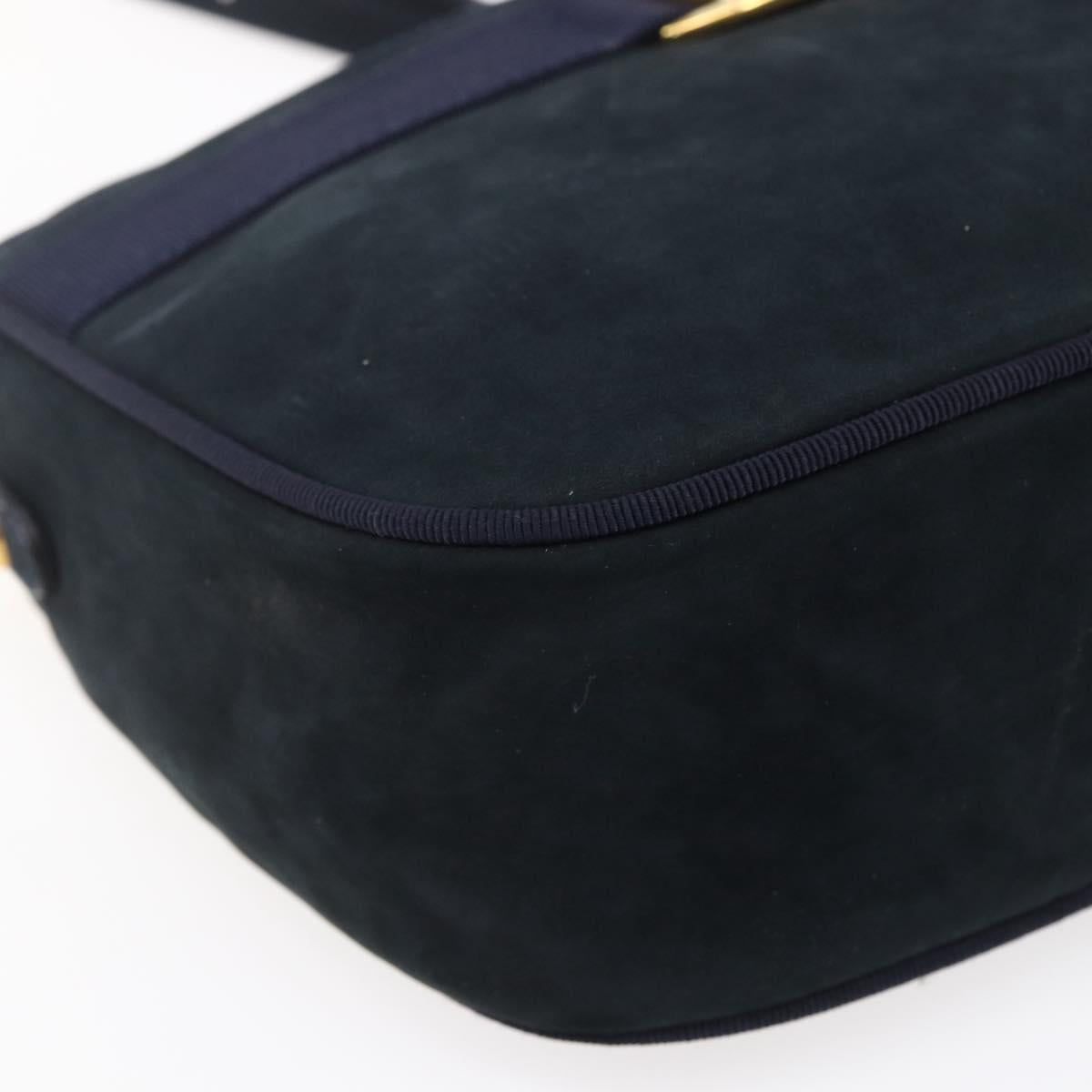 Salvatore Ferragamo Vala Shoulder Bag Leather Navy Gold Auth BA7533