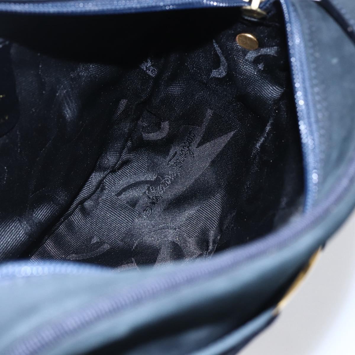 Salvatore Ferragamo Vala Shoulder Bag Leather Navy Gold Auth BA7533