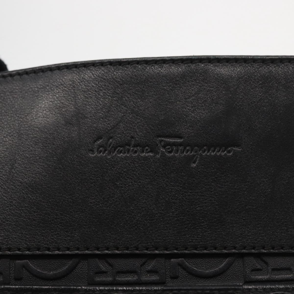 Salvatore Ferragamo Gancini Shoulder Bag Leather Black Silver Auth BA7535