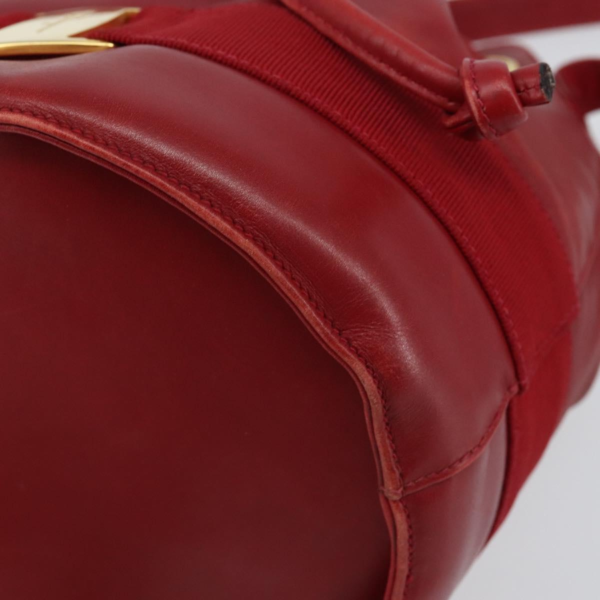 Salvatore Ferragamo Vala Shoulder Bag Leather Red Gold Auth BA7536