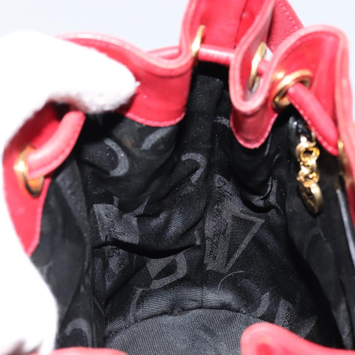 Salvatore Ferragamo Vala Shoulder Bag Leather Red Gold Auth BA7536