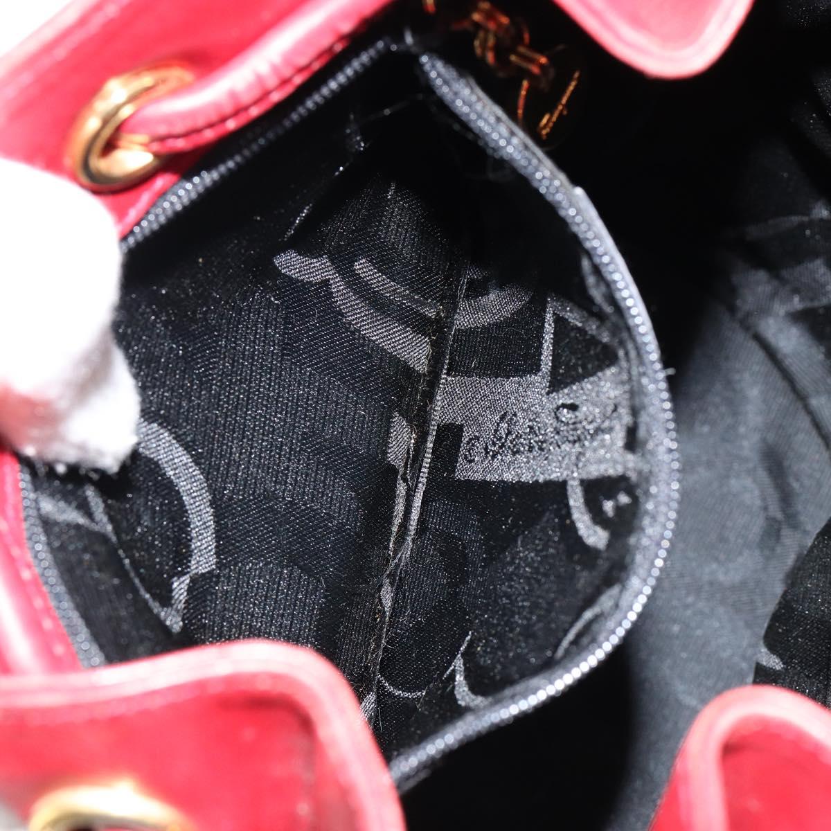 Salvatore Ferragamo Vala Shoulder Bag Leather Red Gold Auth BA7536