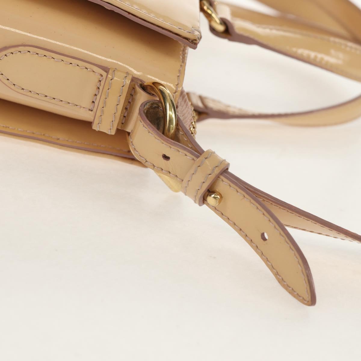 Salvatore Ferragamo Hand Bag Enamel 2way Beige Gold Auth BA7537