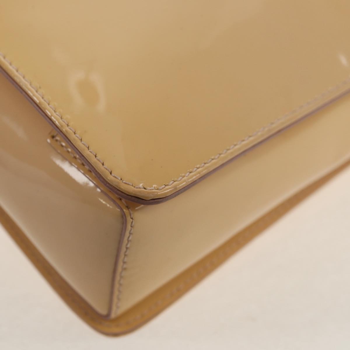 Salvatore Ferragamo Hand Bag Enamel 2way Beige Gold Auth BA7537