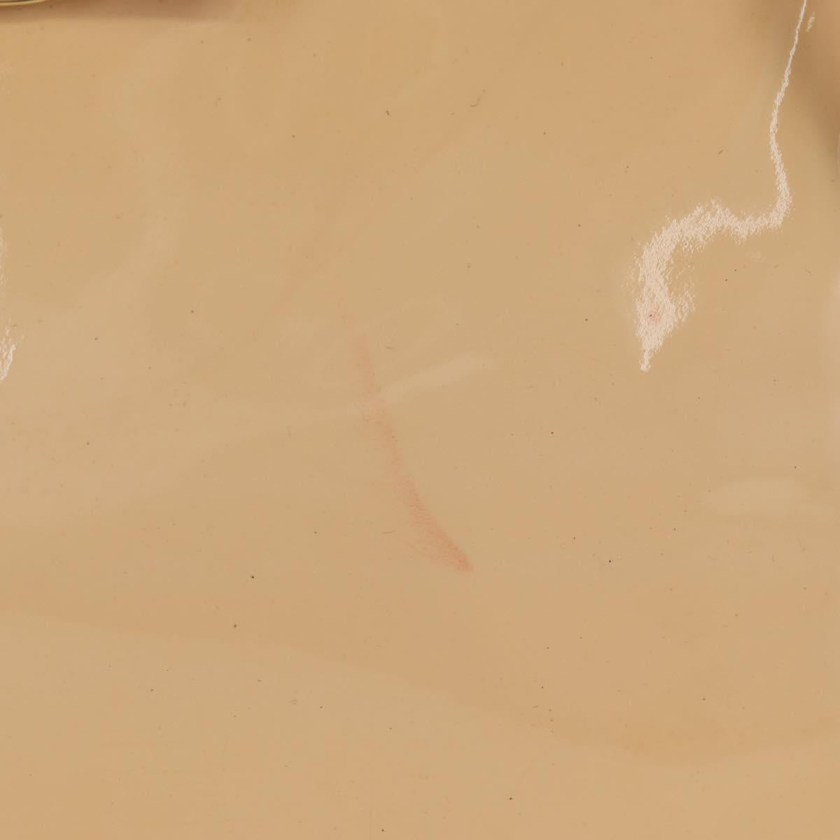 Salvatore Ferragamo Hand Bag Enamel 2way Beige Gold Auth BA7537