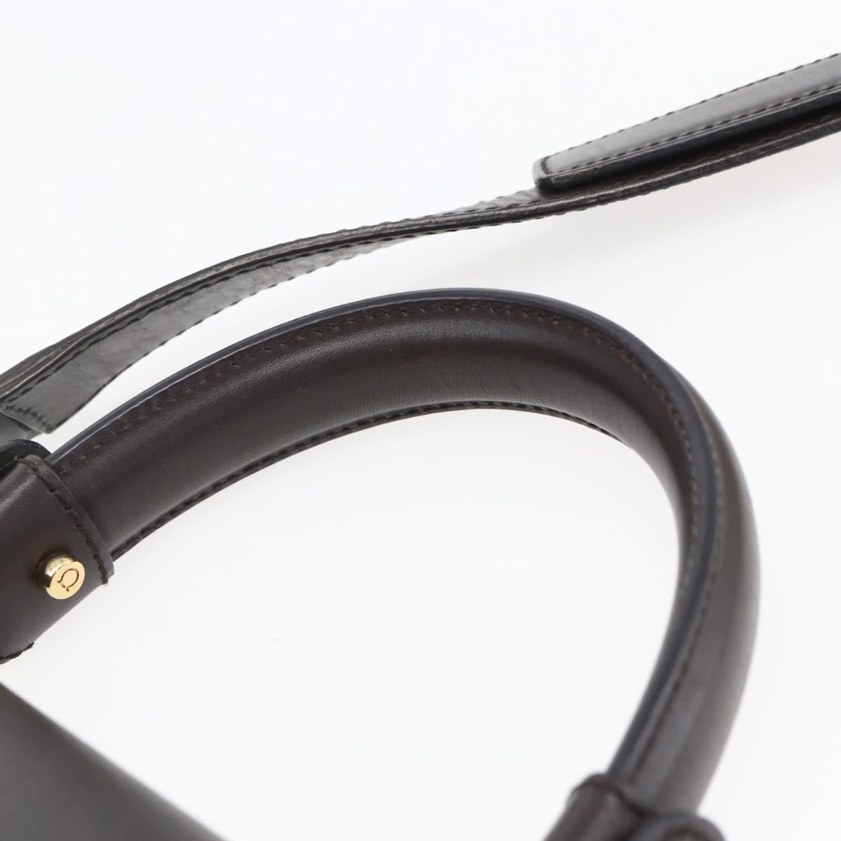 Salvatore Ferragamo Gancini Sophia Bag Leather 2way Dark Brown Gold Auth BA7538