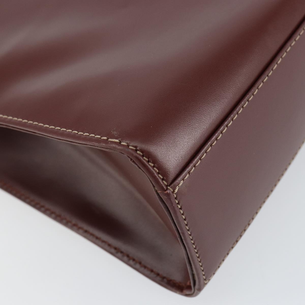 CARTIER Must Line Hand Bag Leather Bordeaux Gold Auth BA7539