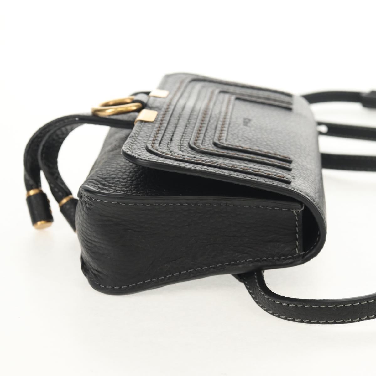 Chloe Mercy Waist Bag Leather Black Gold Auth BA7541