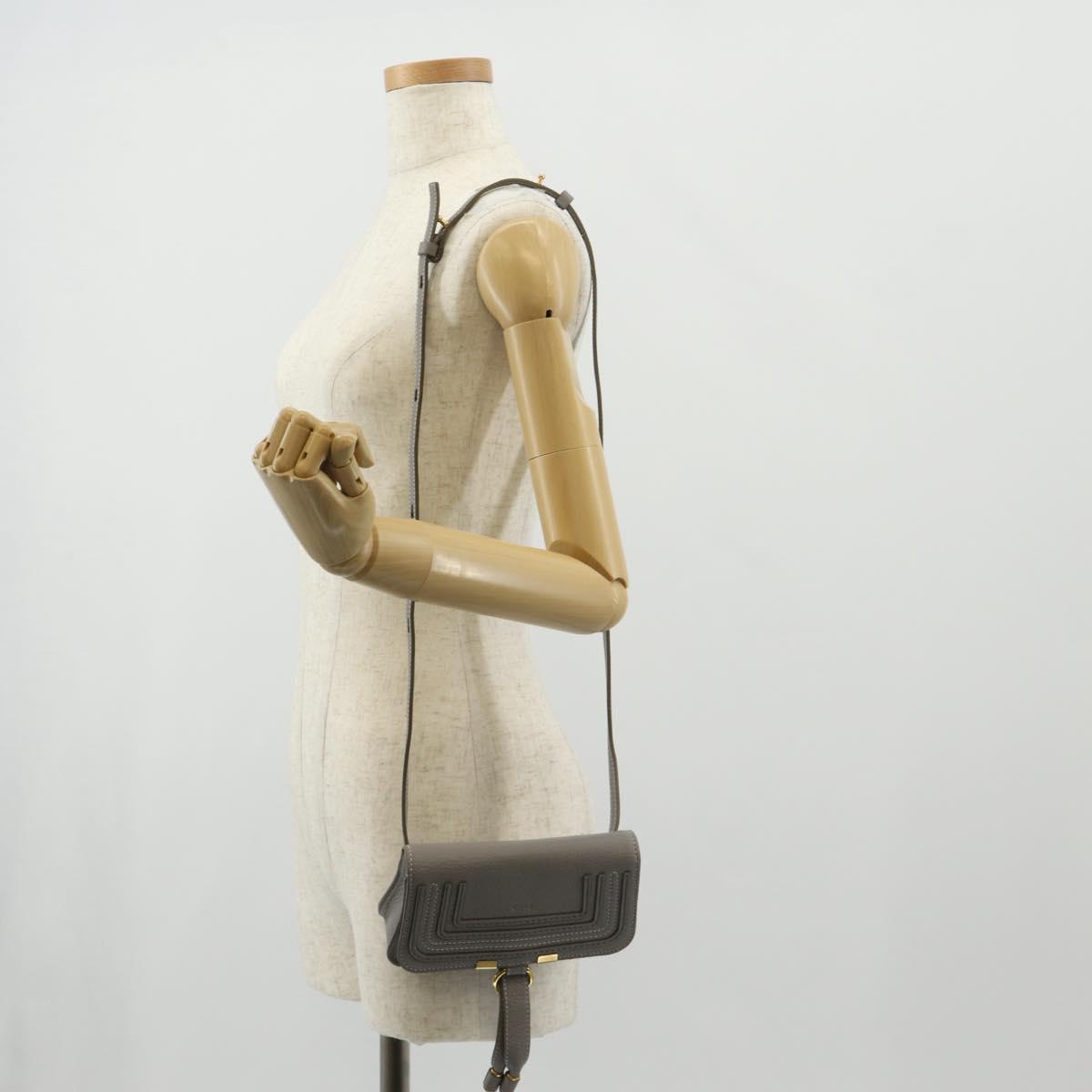 Chloe Mercy Waist Bag Leather Gray Gold Auth BA7542