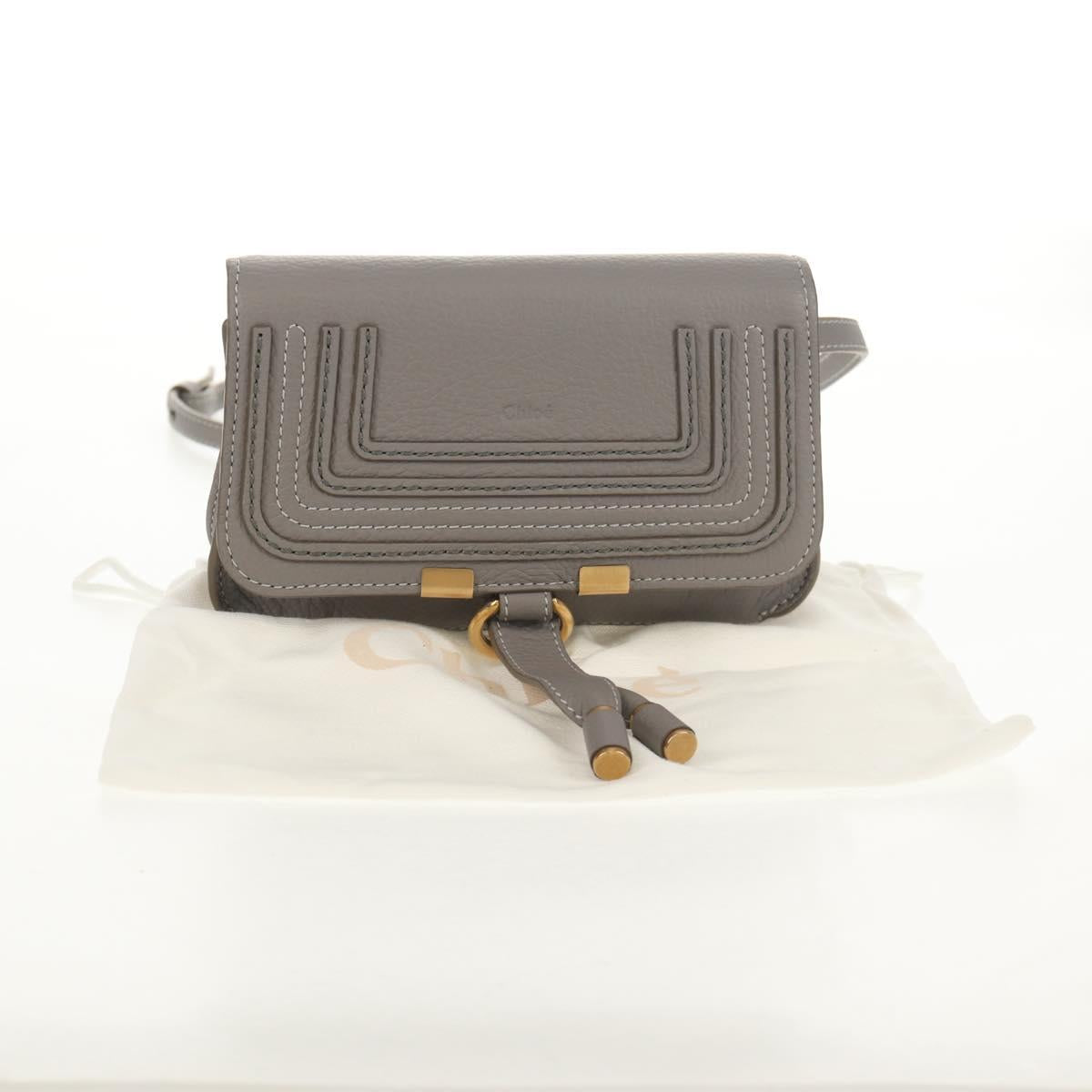 Chloe Mercy Waist Bag Leather Gray Gold Auth BA7542