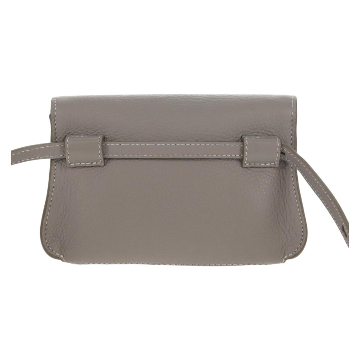Chloe Mercy Waist Bag Leather Gray Gold Auth BA7542