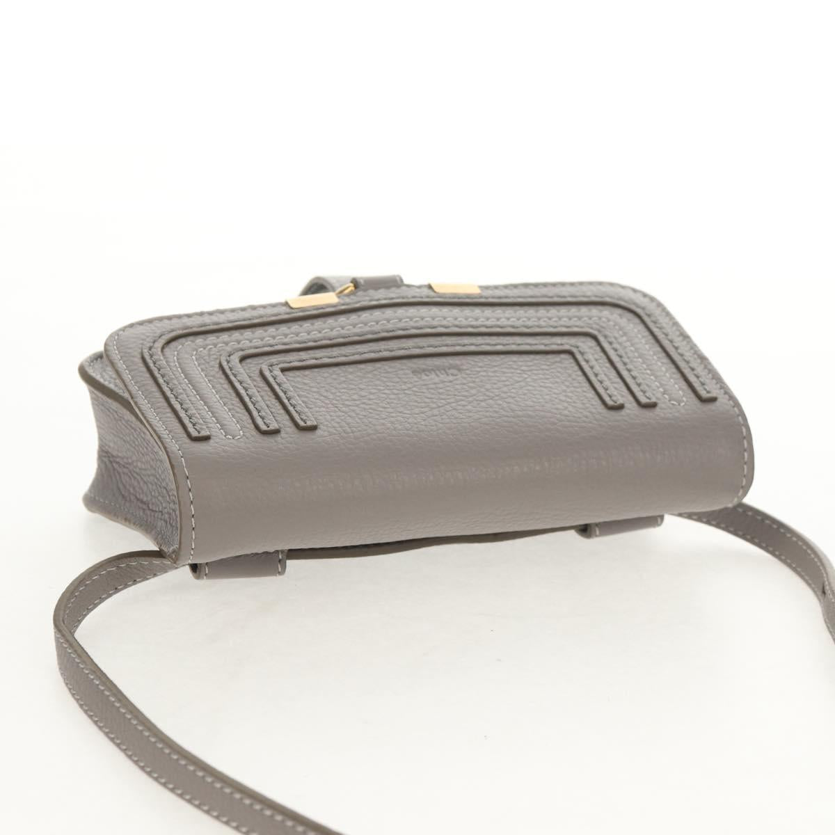 Chloe Mercy Waist Bag Leather Gray Gold Auth BA7542