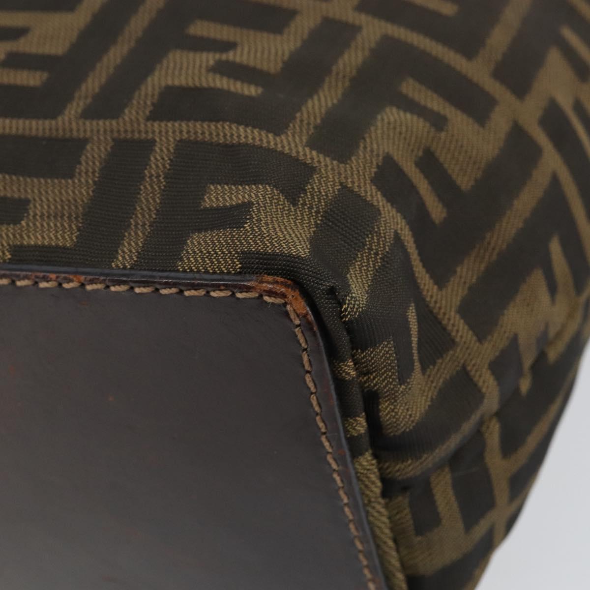 FENDI Zucca Canvas Hand Bag Black Brown Auth BA7544