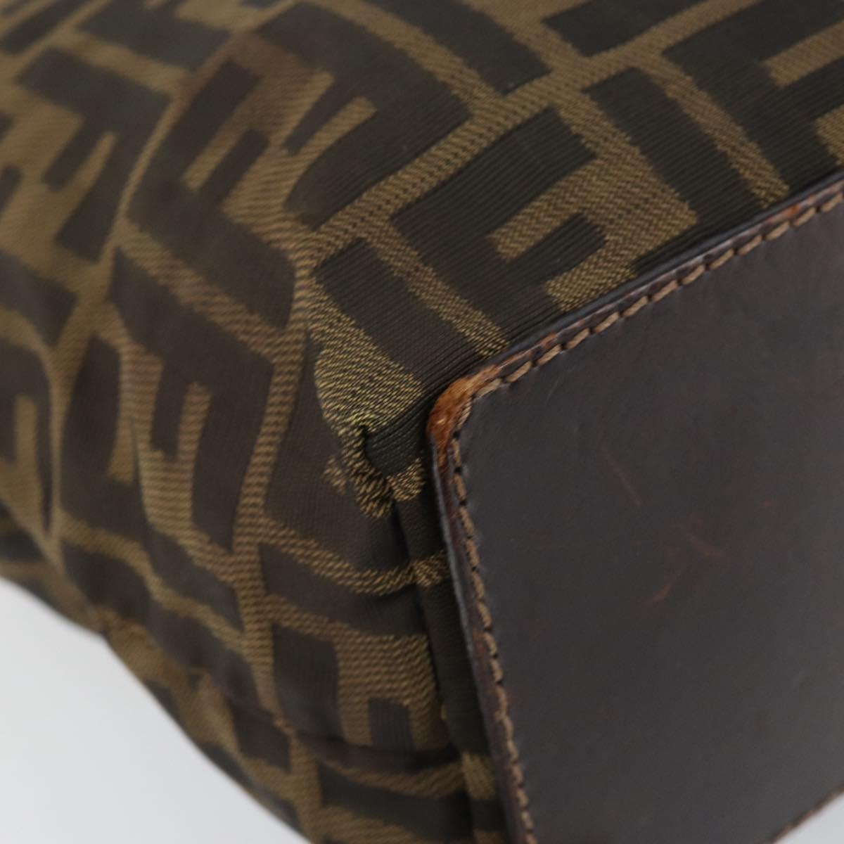 FENDI Zucca Canvas Hand Bag Black Brown Auth BA7544