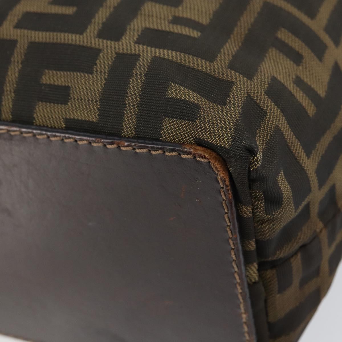 FENDI Zucca Canvas Hand Bag Black Brown Auth BA7544