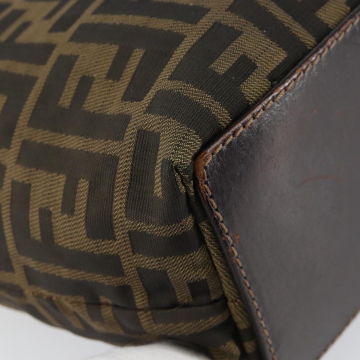 FENDI Zucca Canvas Hand Bag Black Brown Auth BA7544