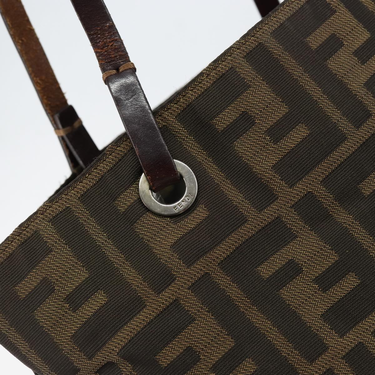 FENDI Zucca Canvas Hand Bag Black Brown Auth BA7544