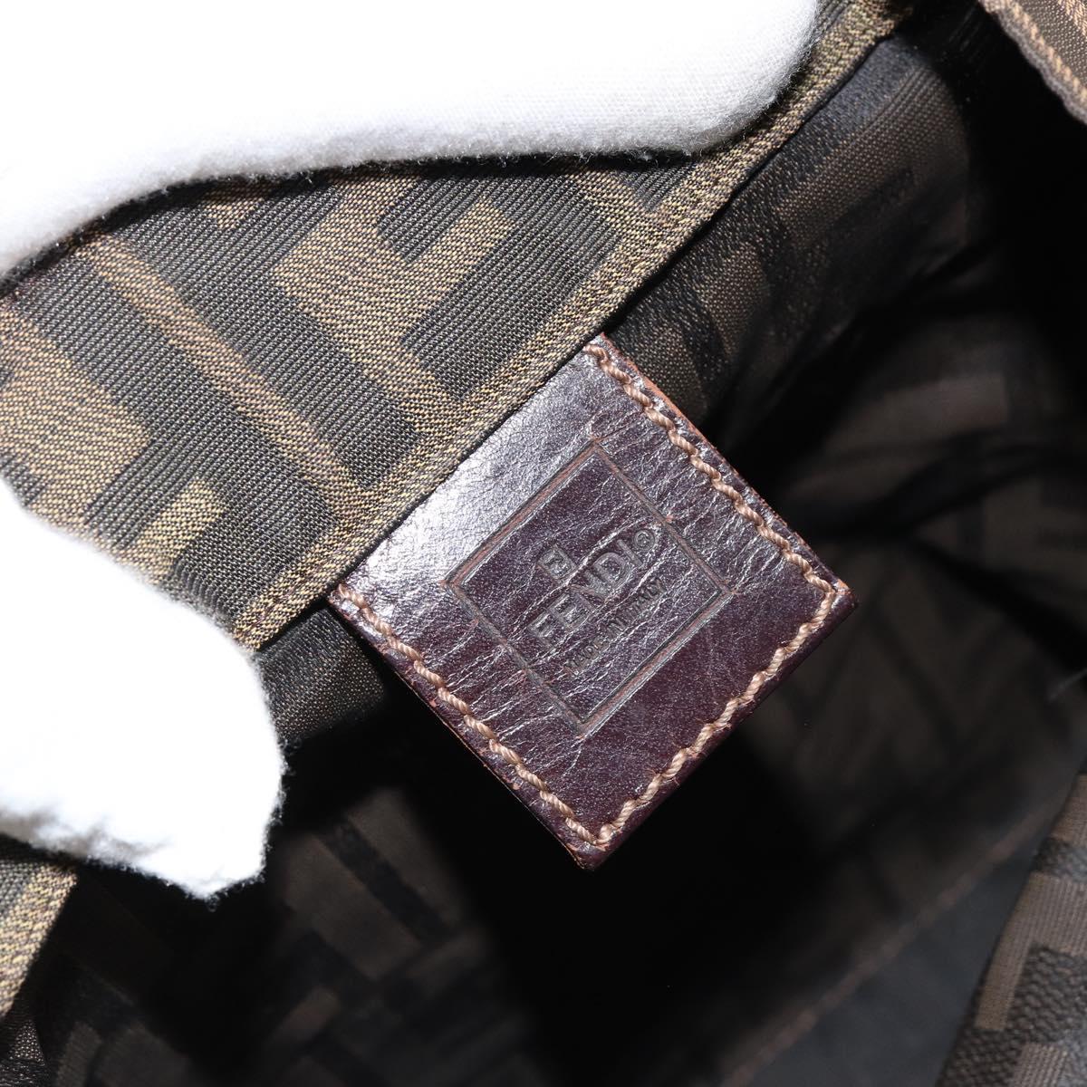 FENDI Zucca Canvas Hand Bag Black Brown Auth BA7544