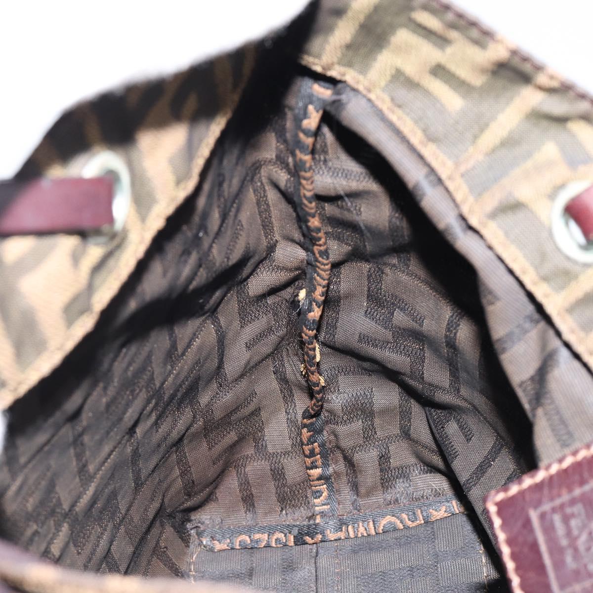 FENDI Zucca Canvas Hand Bag Black Brown Auth BA7544