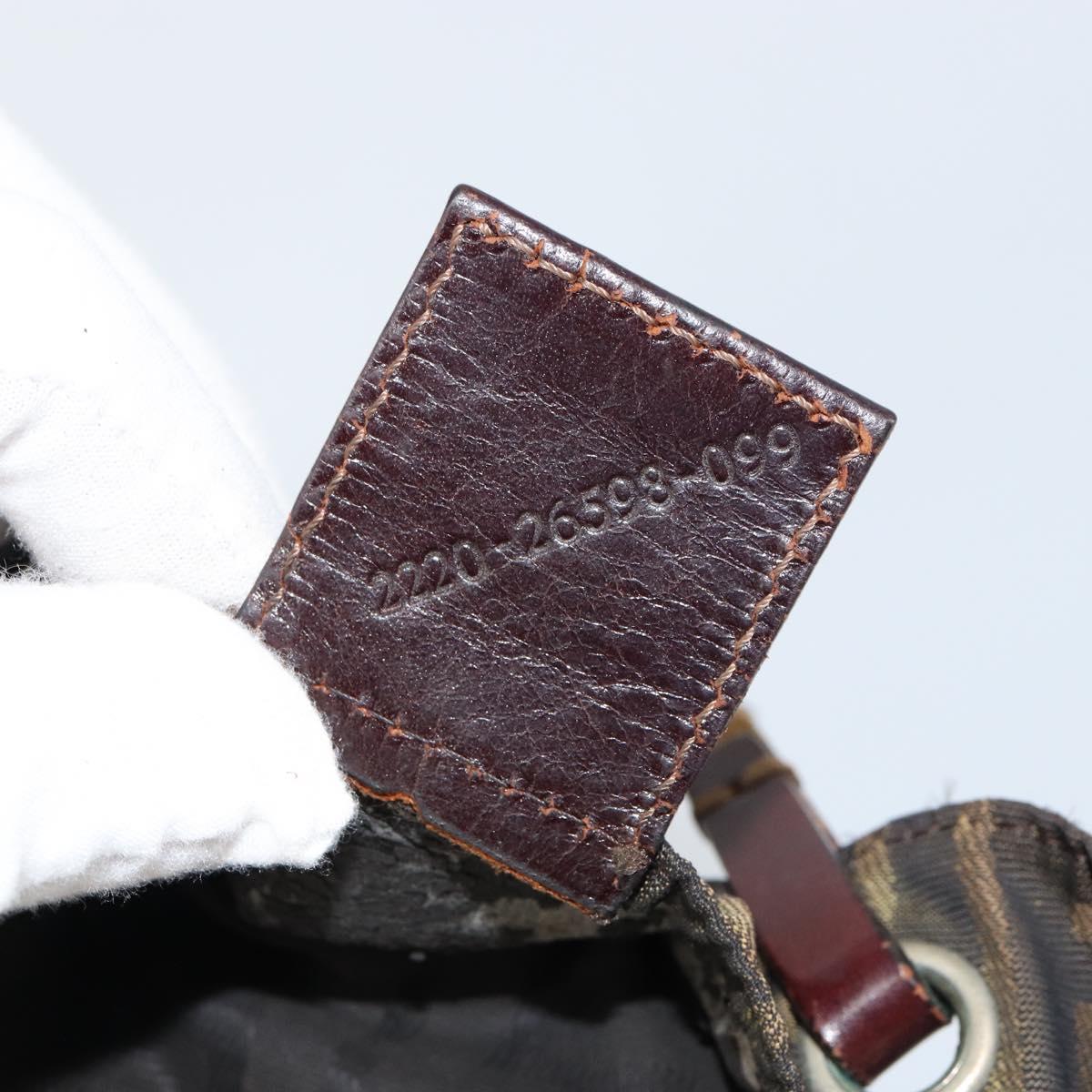 FENDI Zucca Canvas Hand Bag Black Brown Auth BA7544