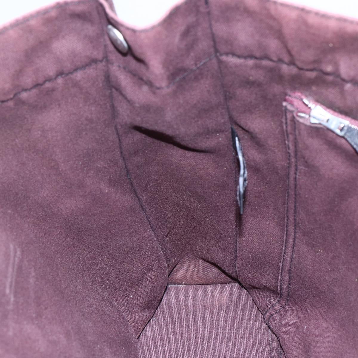 HERMES Fourre Tout MM Hand Bag Canvas Bordeaux Black Auth BA7546