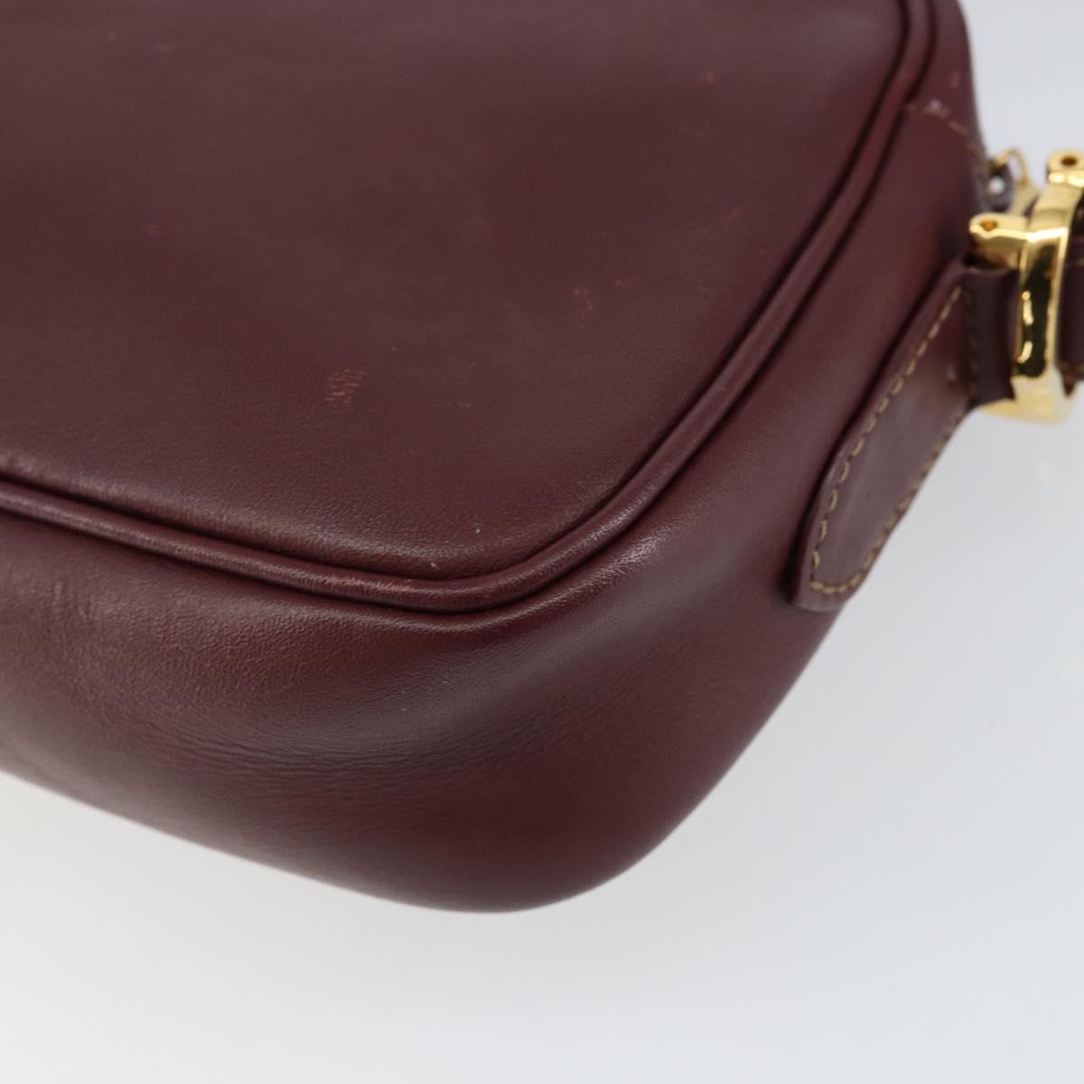 CARTIER Must Line Shoulder Bag Leather Bordeaux Gold Auth BA7547