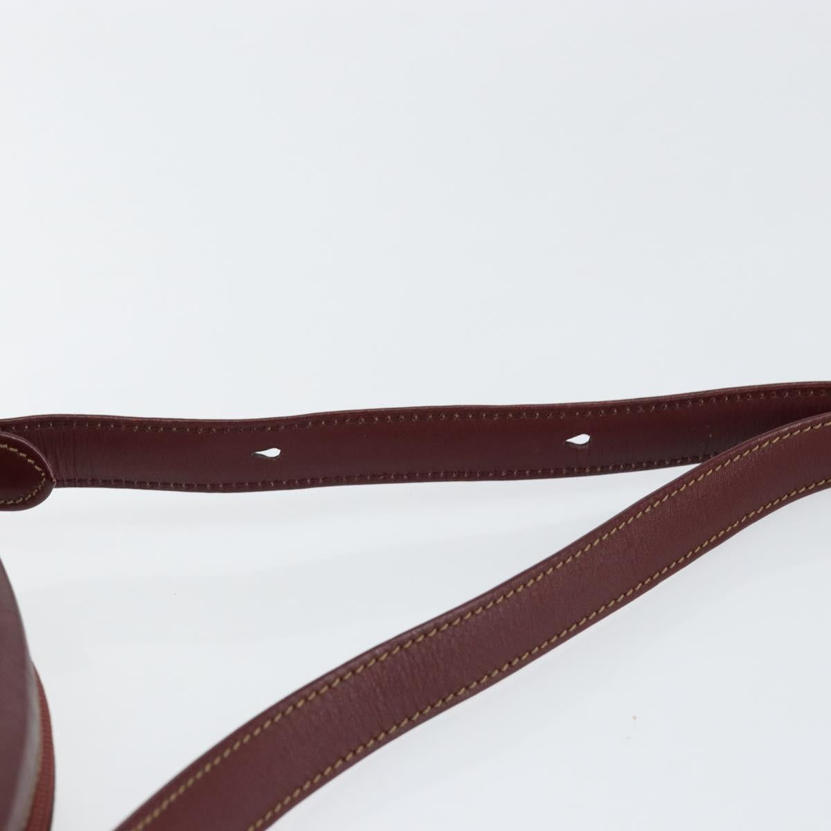 CARTIER Must Line Shoulder Bag Leather Bordeaux Gold Auth BA7547