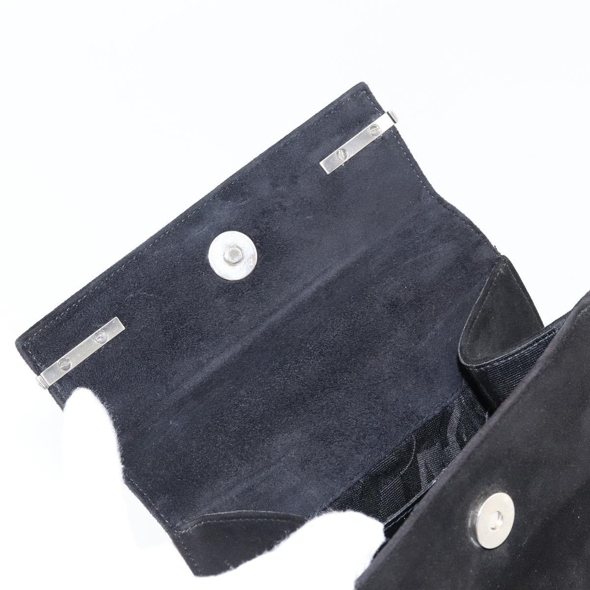 Salvatore Ferragamo Hand Bag Suede Black Silver Auth BA7548