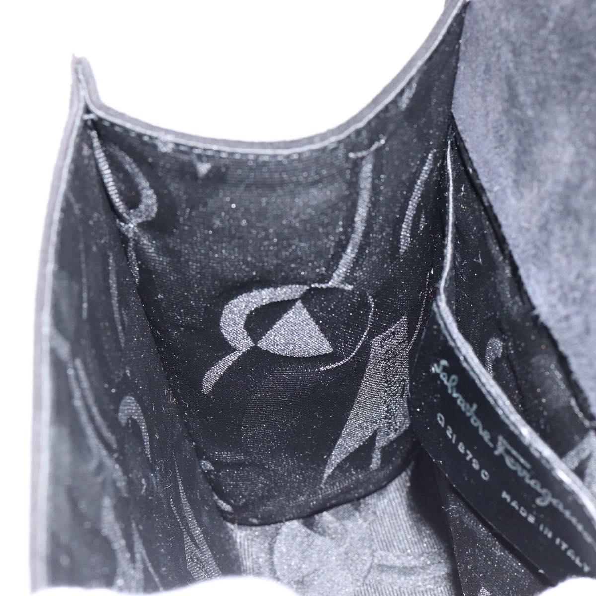 Salvatore Ferragamo Hand Bag Suede Black Silver Auth BA7548