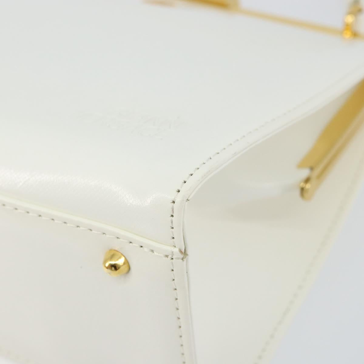 Gianni Versace Hand Bag Leather White Gold Auth BA7549