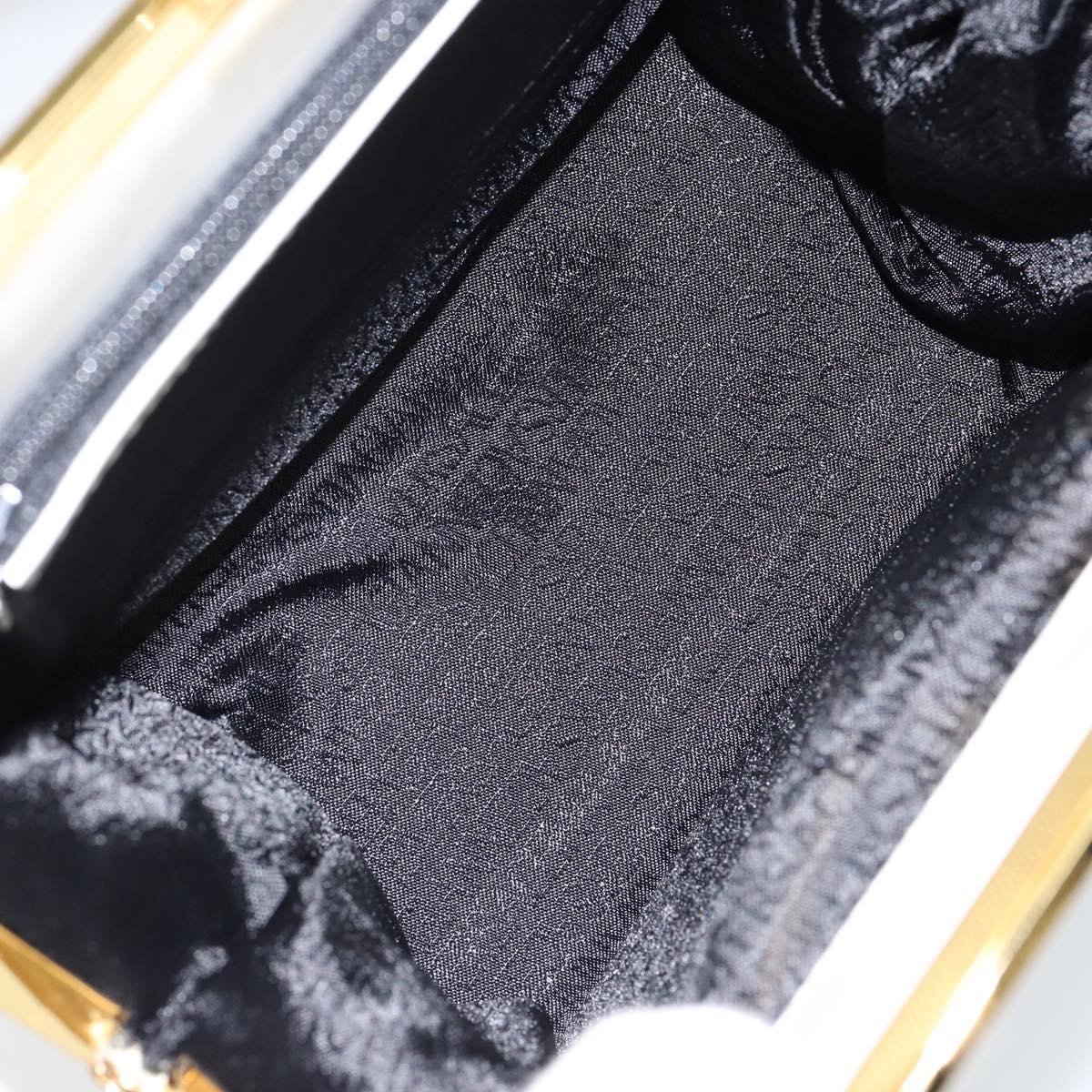 Gianni Versace Hand Bag Leather White Gold Auth BA7549