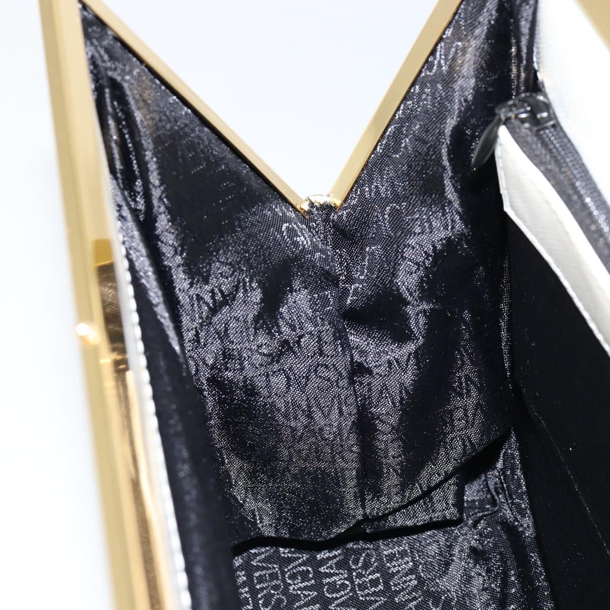 Gianni Versace Hand Bag Leather White Gold Auth BA7549