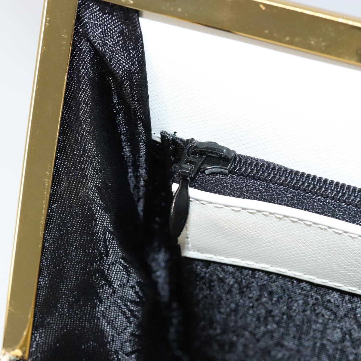 Gianni Versace Hand Bag Leather White Gold Auth BA7549