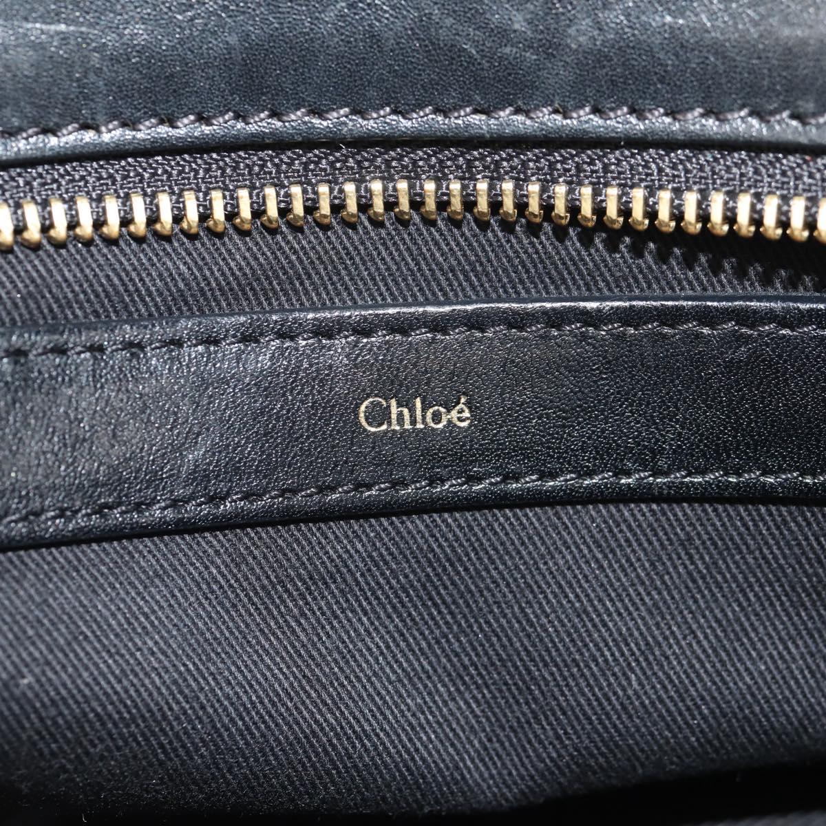 Chloe Alice Hand Bag Leather 2way Black Gold Auth BA7550
