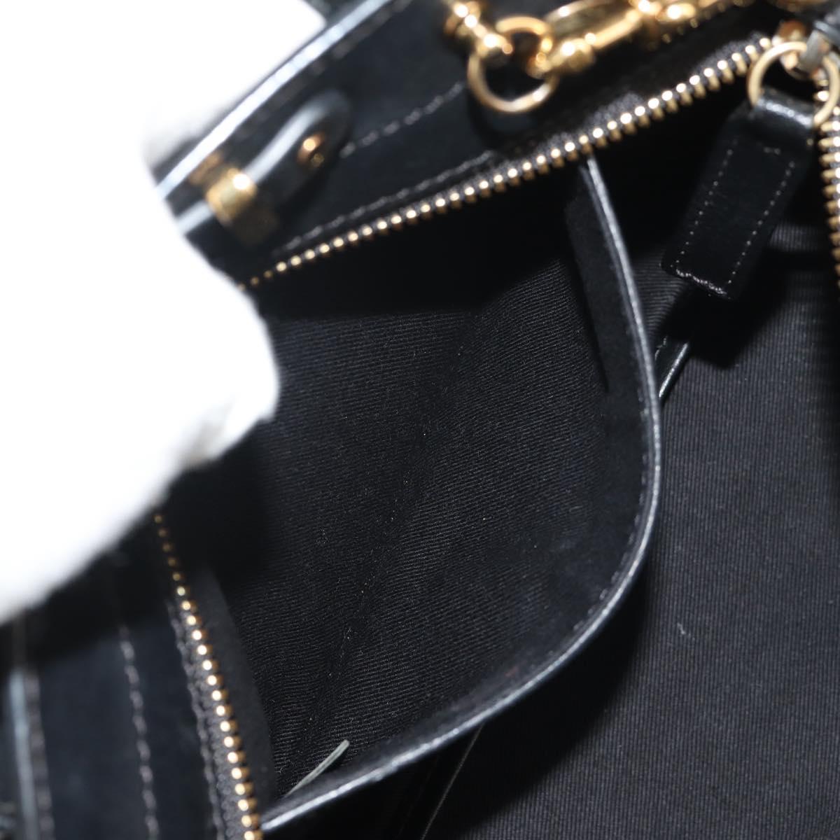 Chloe Alice Hand Bag Leather 2way Black Gold Auth BA7550