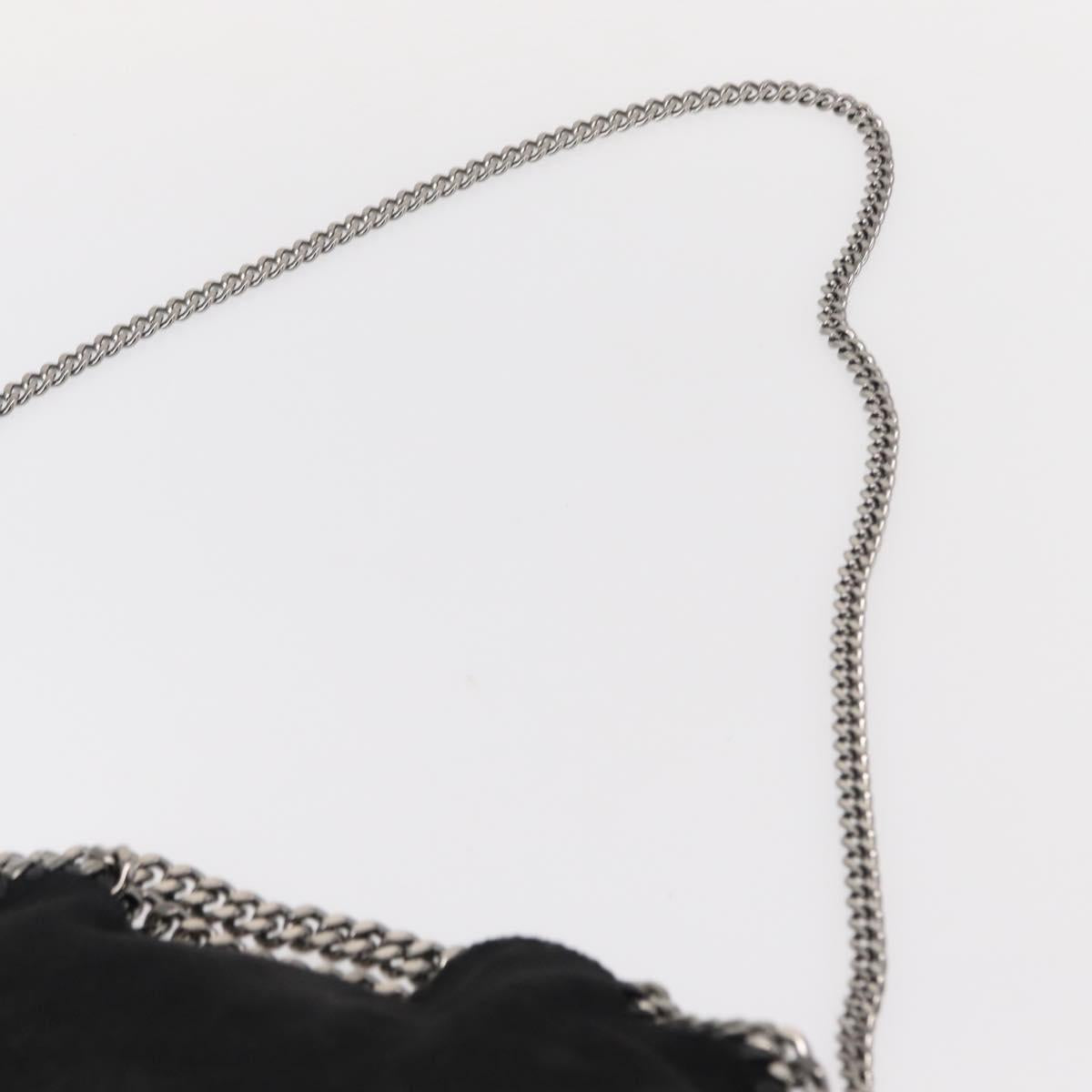 Stella MacCartney Chain Falabella Bag Polyester Black Silver 371223 Auth BA7551